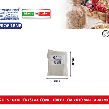 Buste Neutre Crystal Conf. 100 Pz. Cm.7X10 Mat. X Alimenti Italpak
