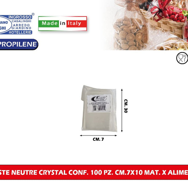 Buste Neutre Crystal Conf. 100 Pz. Cm.7X10 Mat. X Alimenti Italpak