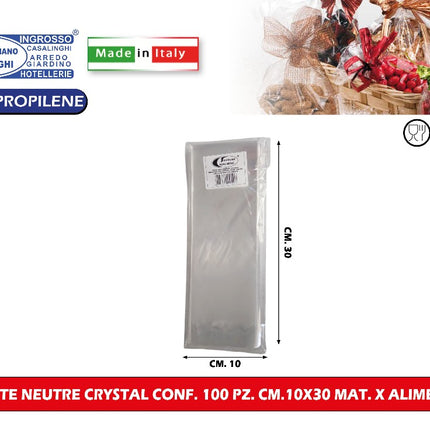 Buste Neutre Crystal Conf. 100 Pz. Cm.10X30 Mat. X Alimenti Italpak