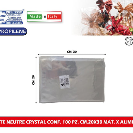 Buste Neutre Crystal Conf. 100 Pz. Cm.20X30 Mat. X Alimenti Italpak