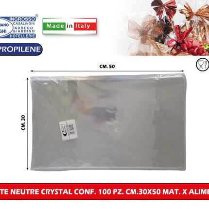 Buste Neutre Crystal Conf. 100 Pz. Cm.30X50 Mat. X Alimenti Italpak