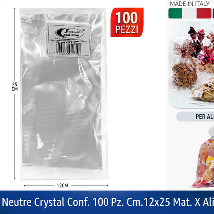Buste Neutre Crystal Conf. 100 Pz. Cm.12X25 Mat. X Alimenti Italpak