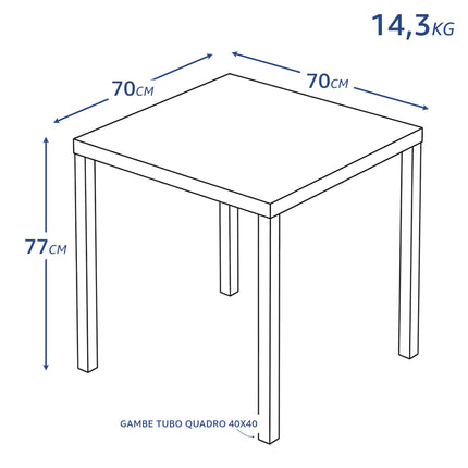 Tavolo da Giardino Quadrato Peonia in Metallo Nero | Autolivellante e Impilabile 70 x 70 cm Tutto Tutto Meno Meno®
