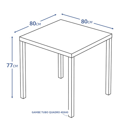 Tavolo da Giardino Quadrato Peonia in Metallo Nero | Autolivellante e Impilabile 80 x 80 cm Tutto Tutto Meno Meno®