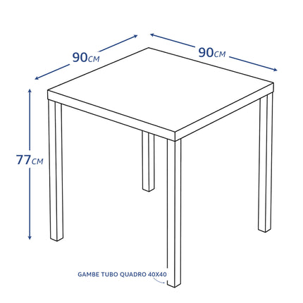 Tavolo da Giardino Quadrato Peonia in Metallo Nero | Autolivellante e Impilabile 90 x 90 cm Tutto Tutto Meno Meno®