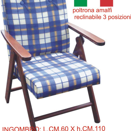 Poltrona Amalfi in Legno e Tessuto – Con o Senza Prolunga, Vari Colori, Made in Italy
