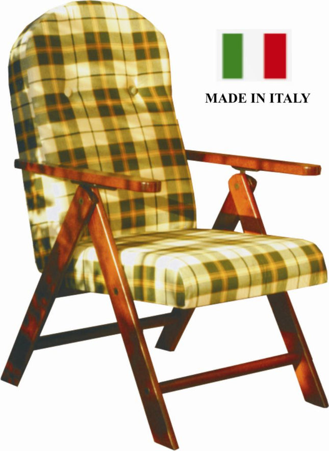 Poltrona Amalfi in Legno e Tessuto – Con o Senza Prolunga, Vari Colori, Made in Italy Verde Senza prolunga Maslegno