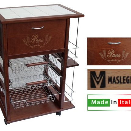 Carrello Vesuvio P/Pane + P/Bottiglie Noce *-8033433380373