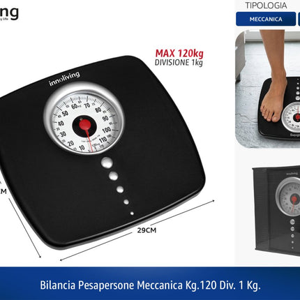 Bilancia Pesapersone Meccanica – Capacità 120 kg, Facile e Affidabile! Innoliving