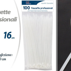 Set Fascette Professionali Bianche 100 Pezzi da 16 cm | Fascette Stringicavo per Cablaggio e Fai da Te, Misura Confezione 25x10 cm Tutto Tutto Meno Meno®