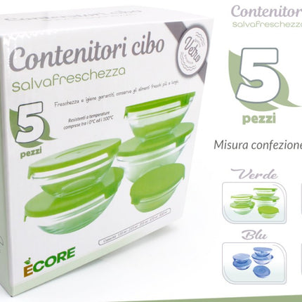 Frigo Box Vetro Set 5 Pz. Con Coperchio Intrade
