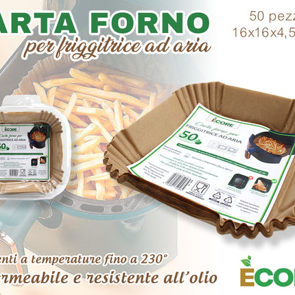 Carta Per Friggitrice Ad Aria Cm.16X16 Set 50 Pz. Intrade