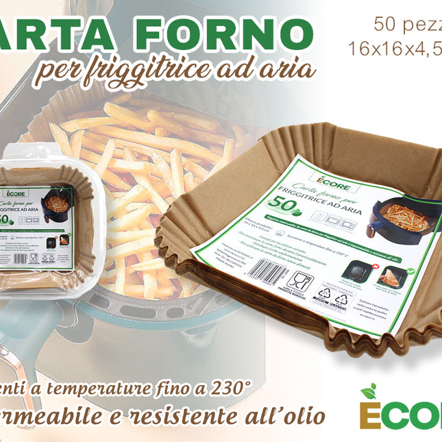 Carta Per Friggitrice Ad Aria Cm.16X16 Set 50 Pz. Intrade
