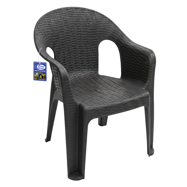 Poltrona Giorgia da Giardino Impilabile con Braccioli in Plastica Riciclata Antracite - Portata 120kg Ecore Home