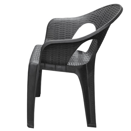 Poltrona Giorgia da Giardino Impilabile con Braccioli in Plastica Riciclata Antracite - Portata 120kg Ecore Home
