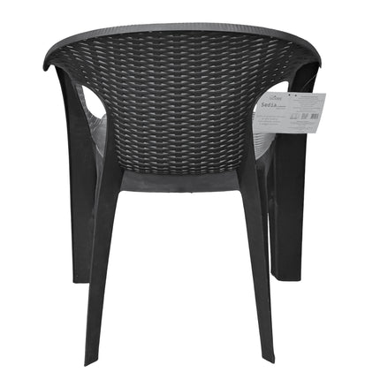 Poltrona Giorgia da Giardino Impilabile con Braccioli in Plastica Riciclata Antracite - Portata 120kg Ecore Home