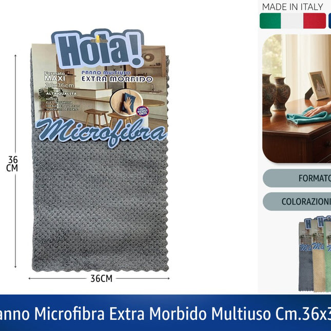 PANNO MICROFIBRA EXTRA MORBIDO MULTIUSO CM.36X36 Hola!