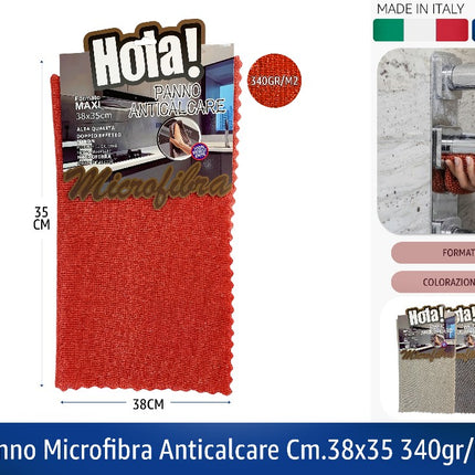 Hola! | Panno microfibra Anticalcare 38×35 cm — 340 gr/m² - Made in Italy Hola!