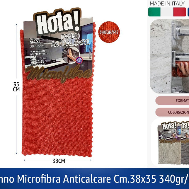 Hola! | Panno microfibra Anticalcare 38×35 cm — 340 gr/m² — Made in Italy Hola!