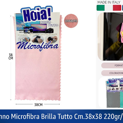 Hola! | Panno microfibra "Brilla Tutto" 38×38 cm — 220 gr/m² - Made in Italy Hola!