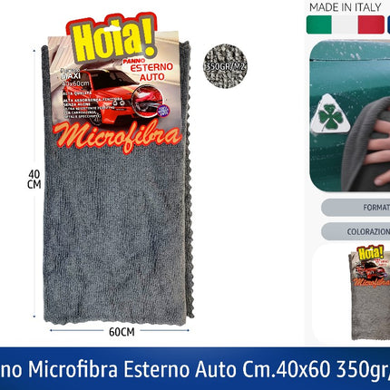 Hola! | Panno microfibra esterno auto 40×60 cm — 350 gr/m² — Made in Italy Hola!