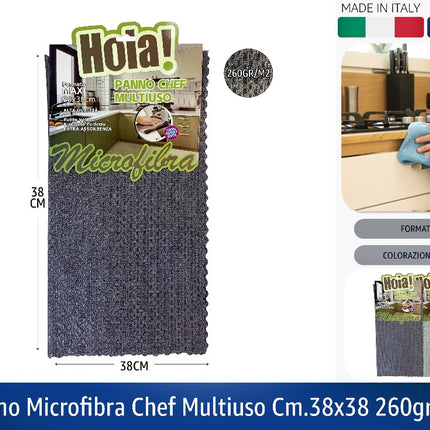Hola! | Panno microfibra Chef multiuso 38×38 cm — 260 gr/m² - Made in Italy Hola!