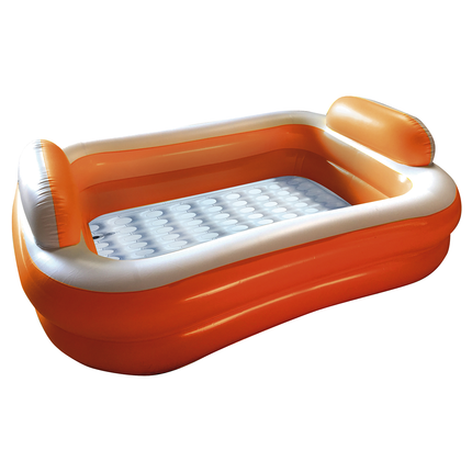 Piscine Gonfiabili Rettangolari Azzurre e Arancioni – 2 o 3 Tubi, Diverse Misure con Fondo Morbido e Cuscini Integrati 200x150x50 cm Senza cuscini BTX