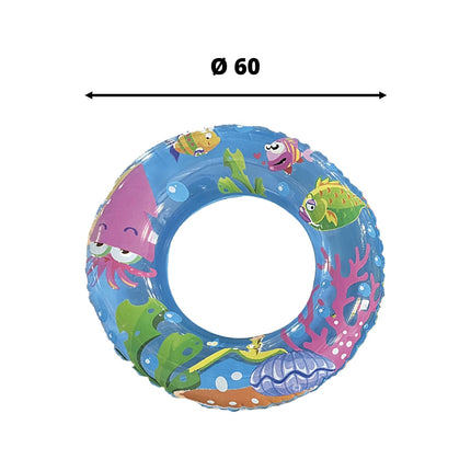 Ciambella Gonfiabile Mare Bambini Ø60cm Fantasia Sea World – Colorata, Divertente, per Piscina e Spiaggia, Adatta ai Bambini dai 3+ anni