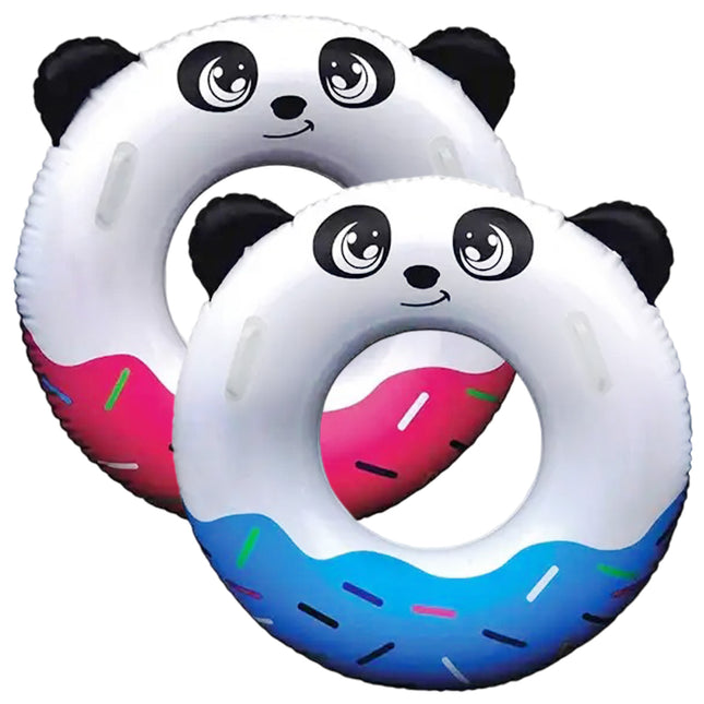 Ciambella Gonfiabile Fantasia Panda con Maniglie Ø80cm – Design Divertente, Colori Assortiti, Sicura per Bambini e Adulti in Mare o Piscina, Adatta ai Bambini dai 3+ anni