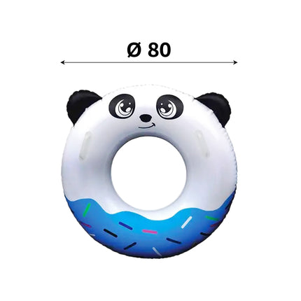 Ciambella Gonfiabile Fantasia Panda con Maniglie Ø80cm – Design Divertente, Colori Assortiti, Sicura per Bambini e Adulti in Mare o Piscina, Adatta ai Bambini dai 3+ anni