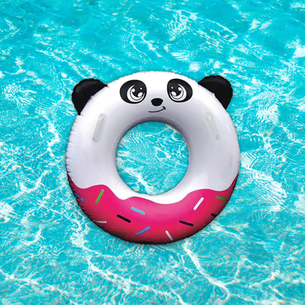 Ciambella Gonfiabile Fantasia Panda con Maniglie Ø80cm – Design Divertente, Colori Assortiti, Sicura per Bambini e Adulti in Mare o Piscina, Adatta ai Bambini dai 3+ anni