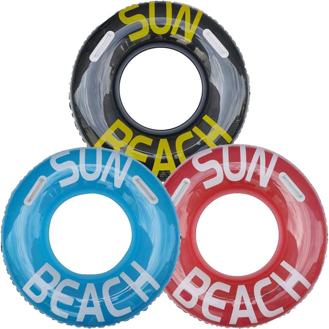 Ciambella Gonfiabile Fantasia Sun Beach con Maniglie Ø90cm – Colori Assortiti, Robusta e Divertente per Mare e Piscina, Adatta ai Bambini dai 3+ anni