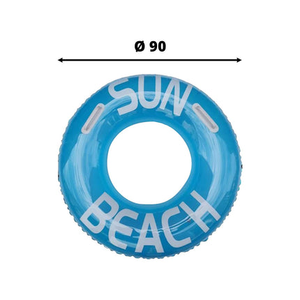 Ciambella Gonfiabile Fantasia Sun Beach con Maniglie Ø90cm – Colori Assortiti, Robusta e Divertente per Mare e Piscina, Adatta ai Bambini dai 3+ anni