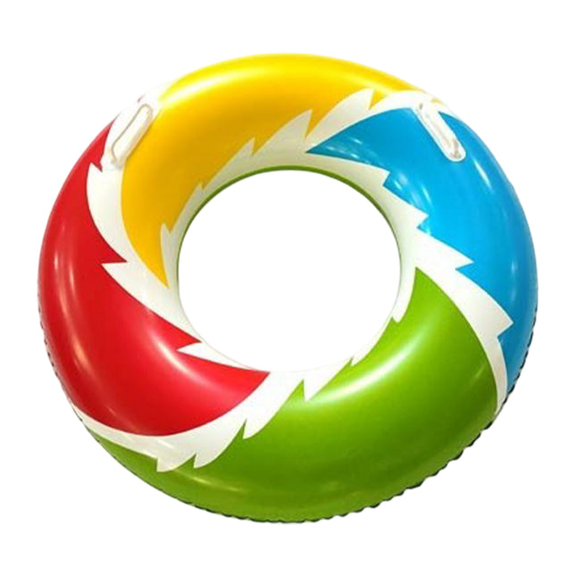 Ciambella Gonfiabile Fantasia Multicolor con Maniglie Ø90cm – Vivace e Resistente, Perfetta per Mare e Piscina, Colori Assortiti, Adatta ai Bambini dai 3+ anni