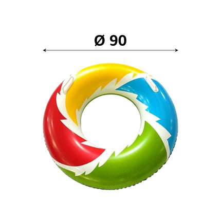 Ciambella Gonfiabile Fantasia Multicolor con Maniglie Ø90cm – Vivace e Resistente, Perfetta per Mare e Piscina, Colori Assortiti, Adatta ai Bambini dai 3+ anni
