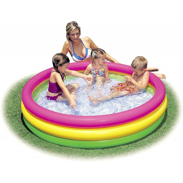 BTX Piscinetta Rotonda Gonfiabile 3 Anelli per Bambini dai 3 Anni – Vari Colori e Misure BTX