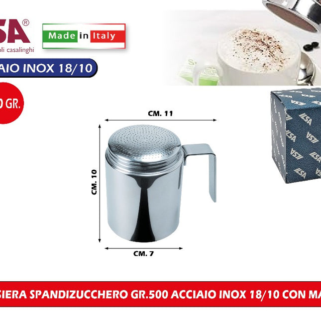 Ilsa Glassiera Spandizucchero Gr.500 Acciaio Inox 18/10 con Manico Ilsa