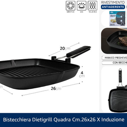 Ilsa Bistecchiera Dietigrill Quadra Cm.26x26 X Induzione Ilsa
