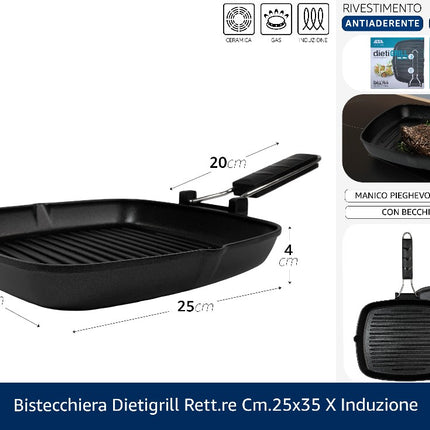 Ilsa Bistecchiera Dietigrill Rett.re Cm.25x35 X Induzione Ilsa
