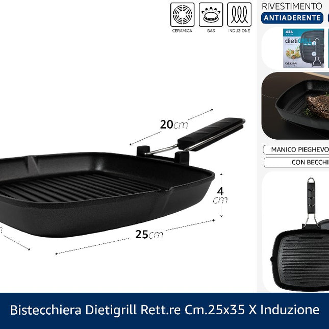 Ilsa Bistecchiera Dietigrill Rett.re Cm.25x35 X Induzione Ilsa