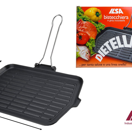 Ilsa Bistecchiera Dietella Rett.re Ghisa Cm.23x36 X Induzione Ilsa