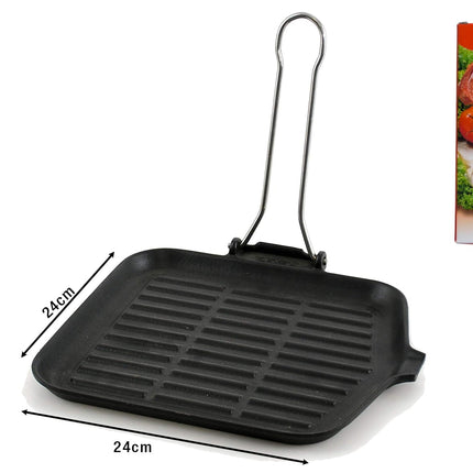 Bistecchiera in Ghisa per Induzione Ilsa Dietella Quadra 24x24 cm | Piastra Rigata per Grigliare Senza Grassi, Gas e Vetroceramica Ilsa