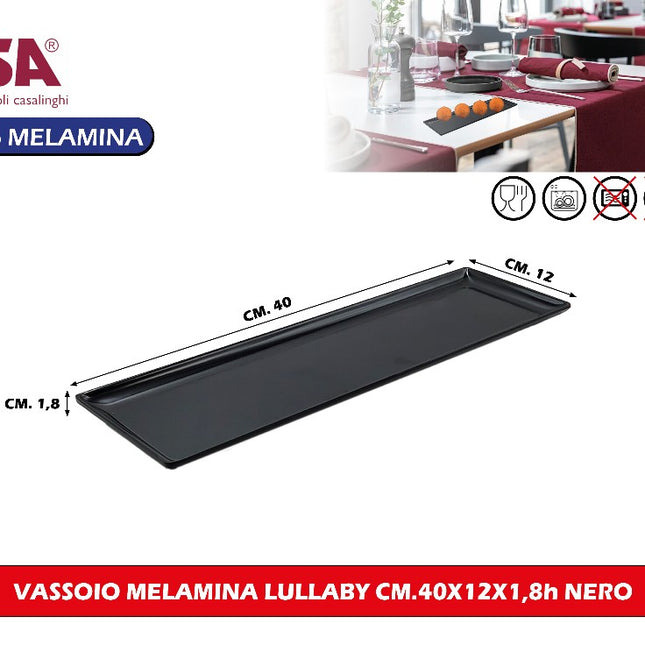 Ilsa Vassoio Melamina Lullaby Cm.40x12x1,8h Nero Ilsa