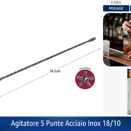 Ilsa Agitatore 5 Punte Acciaio Inox 18/10 Ilsa