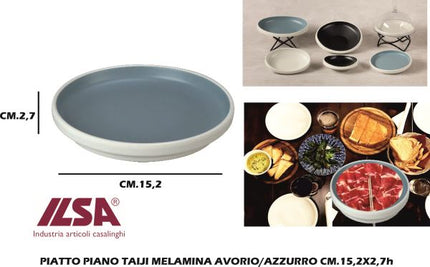 Ilsa Piatto Piano Taiji Melamina Avorio/azz. Cm.15,2x2,7h Ilsa