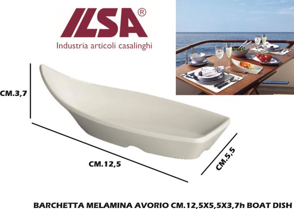 Ilsa Barchetta Melamina Avorio Cm.12,5x5,5x3,7h Boat Dish Ilsa