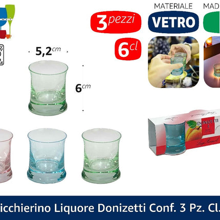 Bicchierino Liquore Donizetti Conf. 3 Pz. Cl.7 Fa. Ma.