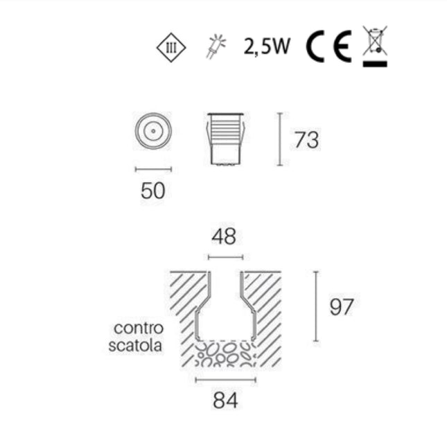 Sovil Faretto Calpestabile D.5 - 2,5W Led Efficienza Energetica e Design Compatto