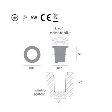 Sovil Faretto Calpestabile Basculante 6W Led 4000K
