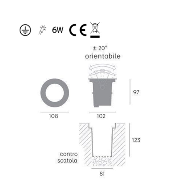 Sovil Faretto Calpestabile Basculante 6W Led 4000K